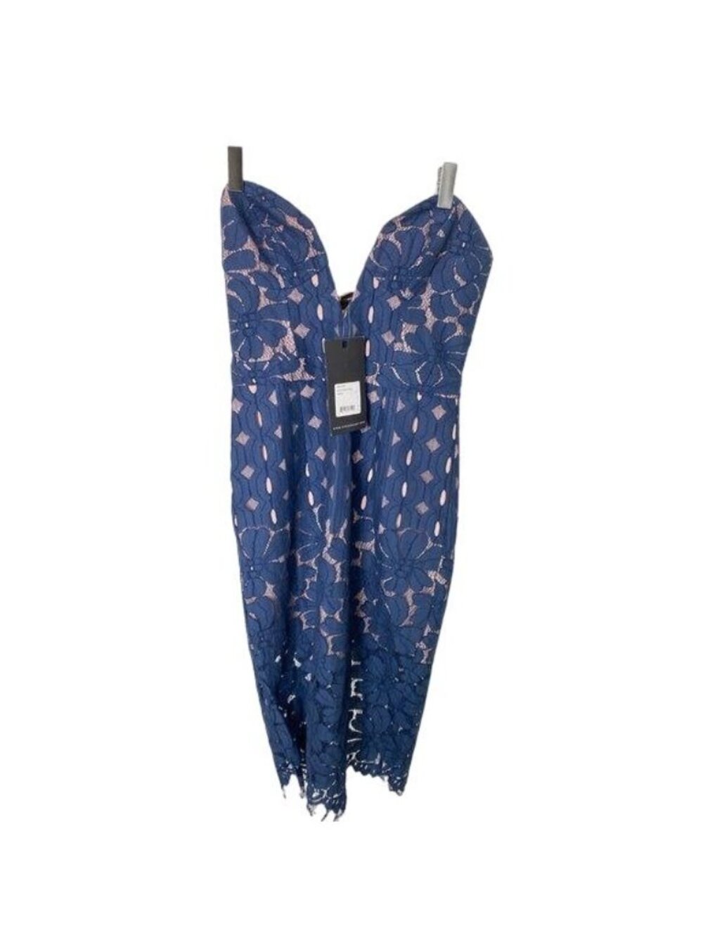 Stylestalker Cassia Strapless Lace Midi Dress Nightfall Navy Blue - Picture 5 of 6